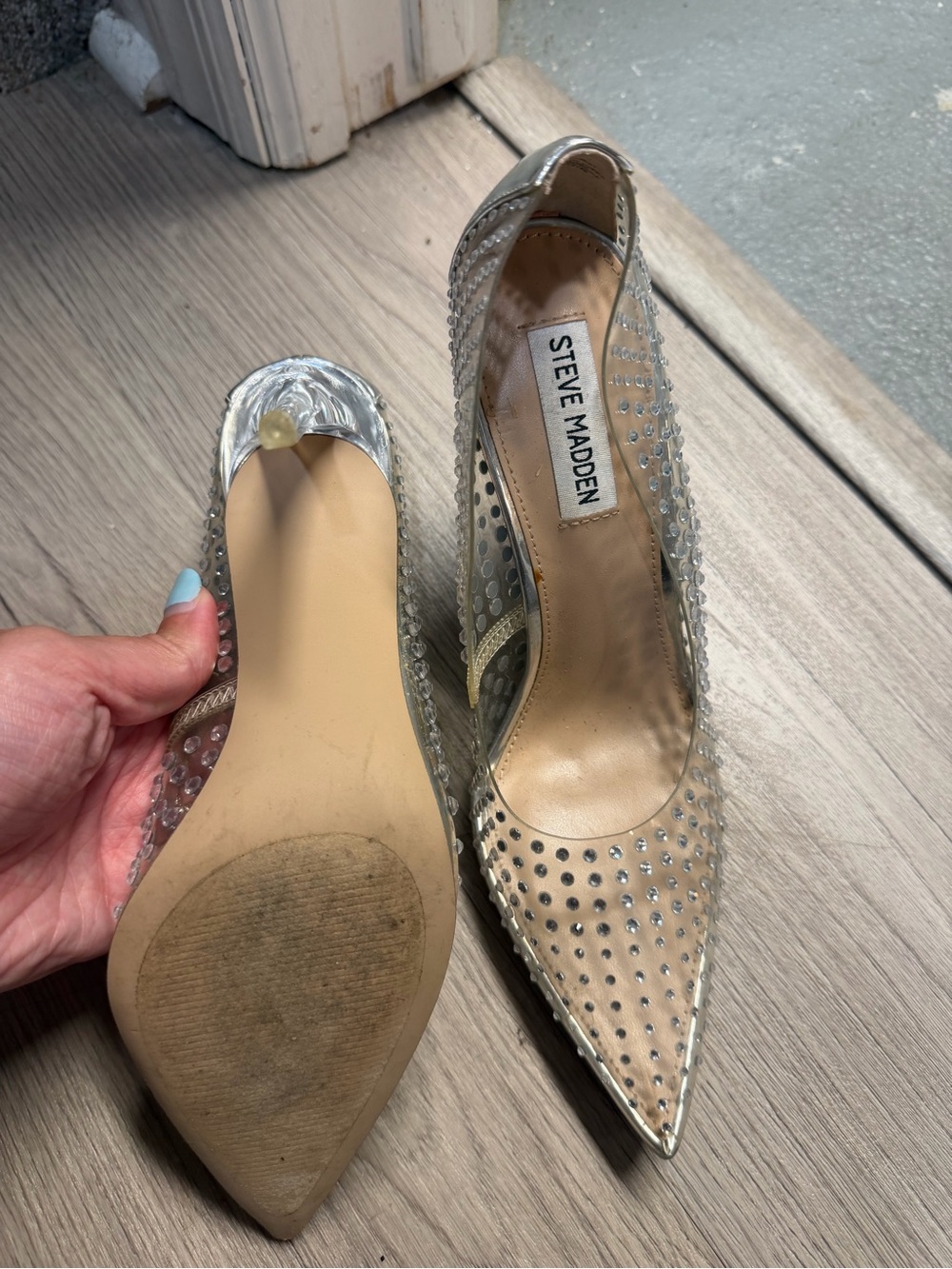 Steve Madden Clear Crystal-Stud Pointed Pump - Silver - Picture 3 of 3